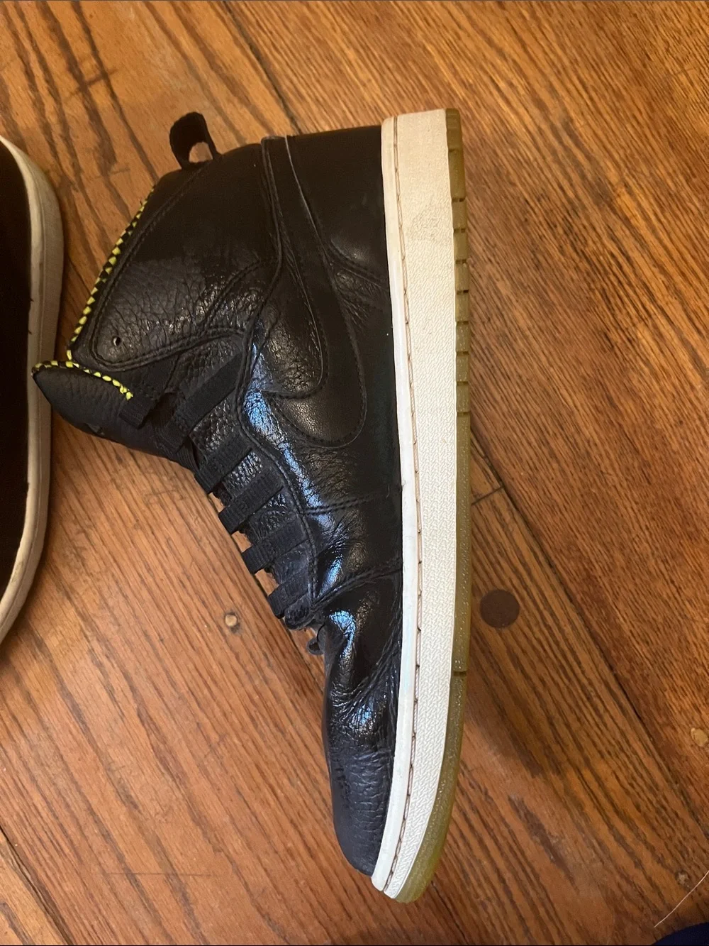 Nike Black High-Top Sneakers with Yellow Check Lining no laces